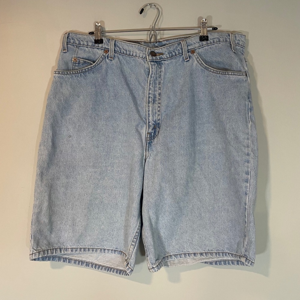 Vintage Levis 560 Loose Fit Orange Tab Denim Shorts Light Wash Mens 40 READ 11"